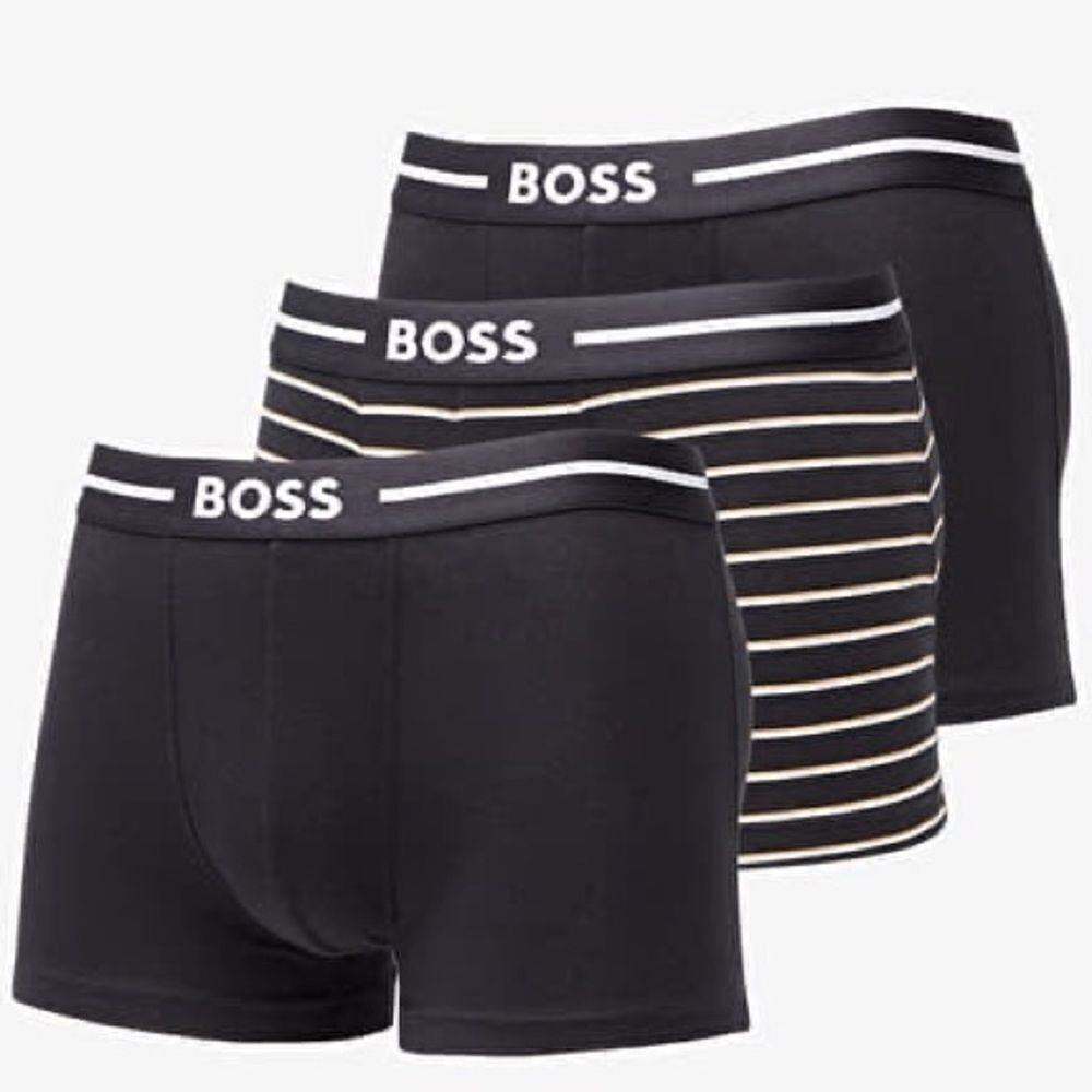 3 PK.BOSS HUGO BOSS Men's COTTON Power Stripe Logo Boxer Trunks S